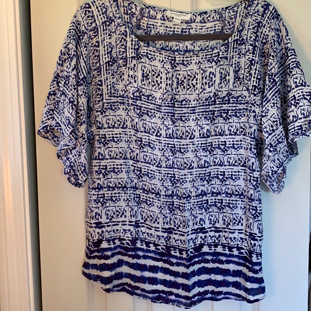 BeachLunchLounge Collection Blue & White Short-sleeve Top/Cover-Up Size XS/TP